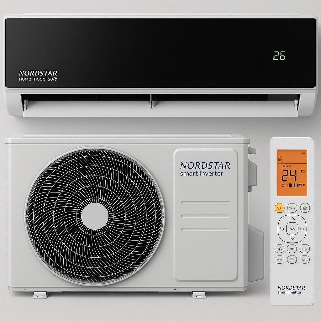 Aer conditionat NORDSTAR NOIRE 9000 BTU, Racire si Incalzire, Filtru ioni de argint, Inverter, Kit Wi-Fi inclus