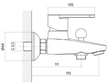 Baterie cada CERSANIT colectia CARI, fara accesorii