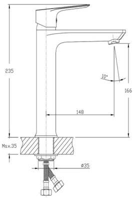 Baterie lavoar GEHLER ATOLL  inalta pentru lavoar de tip bol fara ventil, Inaltime: 235 mm
