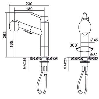 Baterie spalator cu dus extractibil GEHLER CLASSIC 