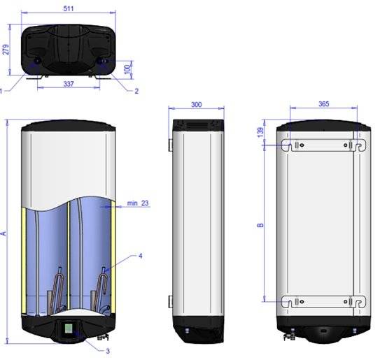 Boilere Electrice - ELDOM - DUO GALANT WIFI montaj Vertical si Orizontal 65 l