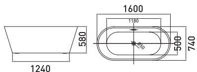 Cada Freestanding GEHLER 160 x 74 x 58 cm