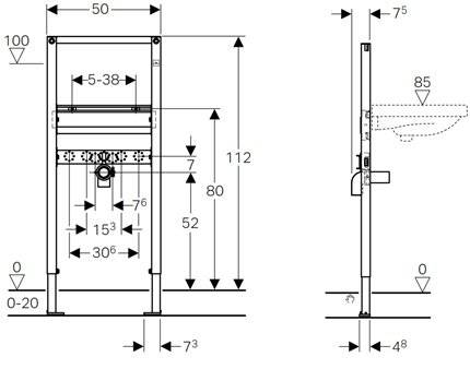 Cadru pentru lavoar GEBERIT Duofix, baterie cu montaj stativ
