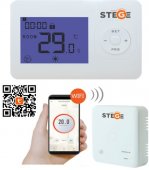 Termostat electronic SMART pentru centrala cu LCD programabil STEGE (fara fir - wireless) cu comanda prin internet WT200 WIFI